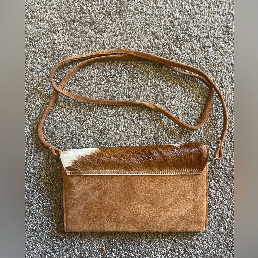 Brown and White Leather Shoulder Bag - Picture 2 of 4